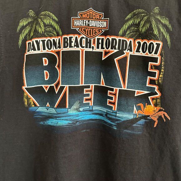 Harley-Davidson Black Men's Muscle T-Shirt Daytona Beach Seminole 2007 Made USA - Picture 4 of 10